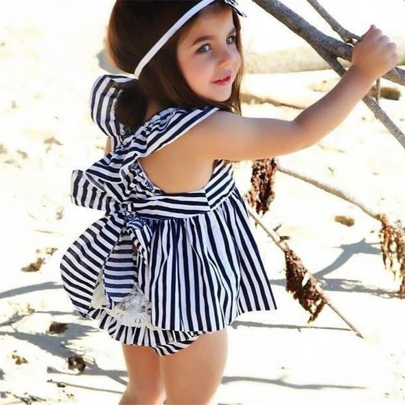 Striped Design Sleeveless Romper