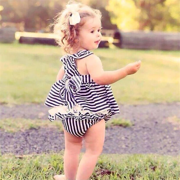 Striped Design Sleeveless Romper