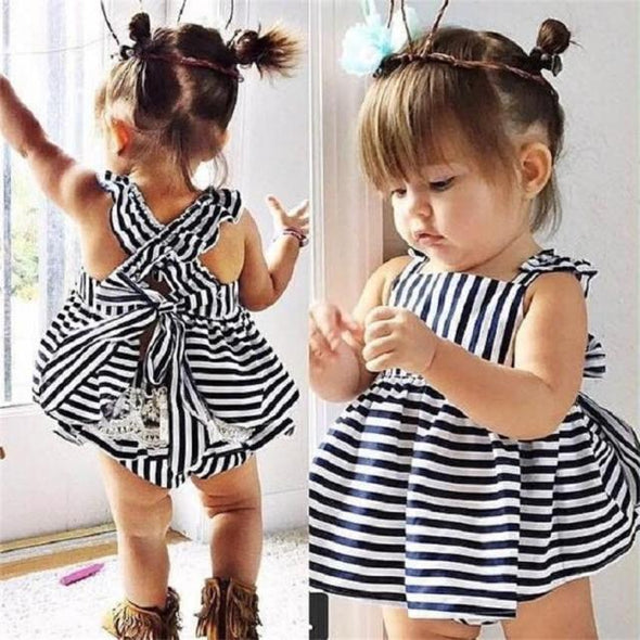 Striped Design Sleeveless Romper