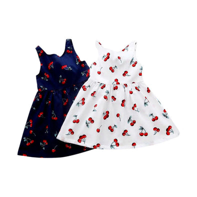 Little Girls Cherry V-Back Summer Party Dress