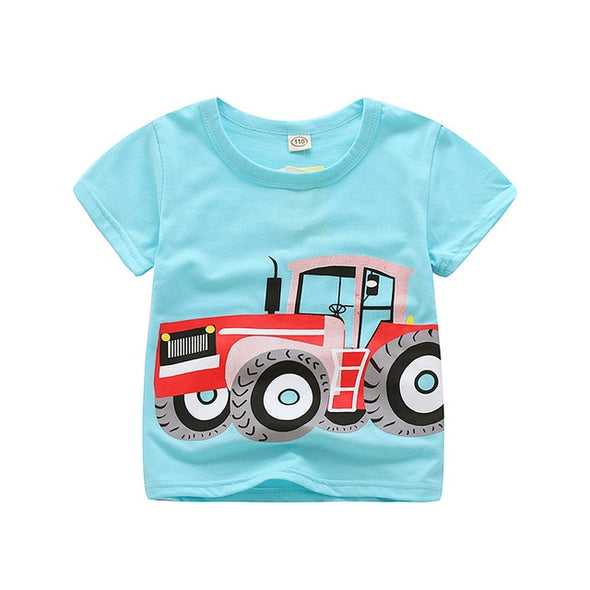 Fun Cartoon Tractor Print Tee